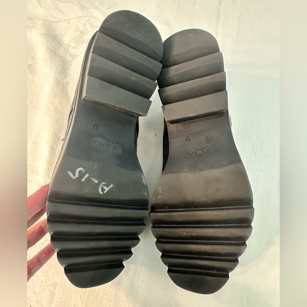 Zara Blucher Gray Felt/Wool Lace Up Oxfords -US Size 6.5 NWOT Punk/Wednesday/Y2K - Picture 6 of 10